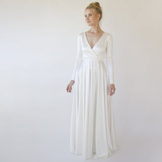 Bestseller Minimalist Wedding Dress, Ivory Wrap Modern Wedding Dress #1347 Maxi Custom Order Blushfashion