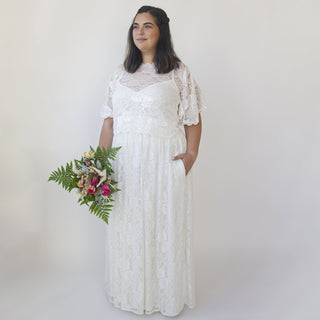 Bridal Lace skirt with pockets , bohemian bridal wear #3037 Maxi Custom Order Blushfashion