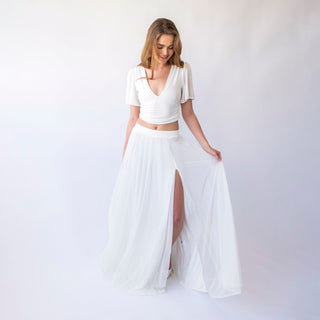 Chic and Flowing Chiffon Maxi Skirt with Slit, Perfect for Bridal and Evening Wear. Bridal skirt with chiffon,  Beach wedding skirt #3046 Maxi Custom Order Blushfashion