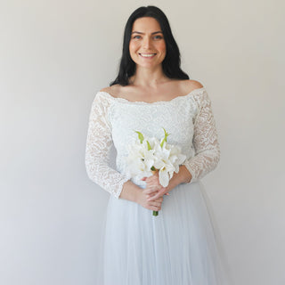 Curvy  Off-Shoulder Two Colors Wedding Dress #1134 Maxi Custom Order Blushfashion