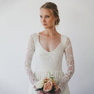 Diamond neck wedding dress with pockets #1243 Maxi Custom Order Blushfashion