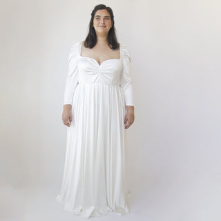 Ivory Sweetheart Wedding Dress with Puffy Sleeves #1341 Maxi Custom Order Blushfashion