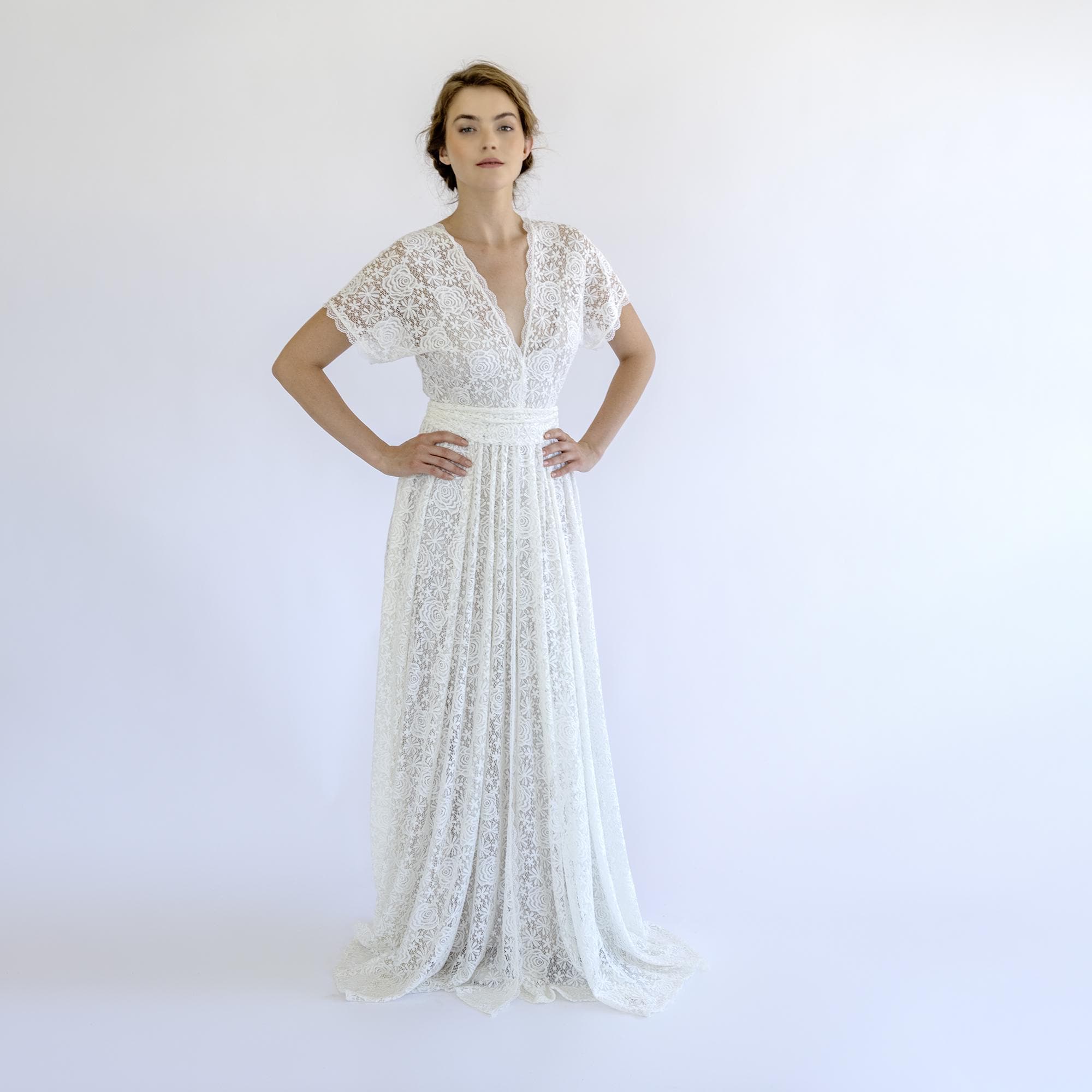 boho wedding dress blush Chic Tassel Pink Lace Bohemia Wedding Dress TANYA BRIDAL