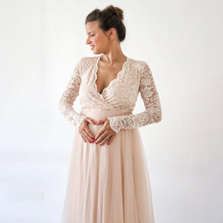 Maternity Pink Blush Tulle and Lace dress, Pastel Pregnancy dress #7011 Maxi Custom Order Blushfashion