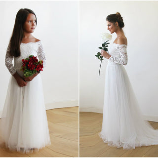 Mini Me Collection Ivory Wedding Train Dress   #1162 Maxi CUSTOM ORDER Blushfashion