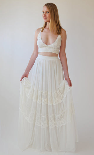 New Collection 2023 Bohemian Bridal Dress Separates, Two Piece Bridal top and skirt #1387 Maxi Custom Order Blushfashion