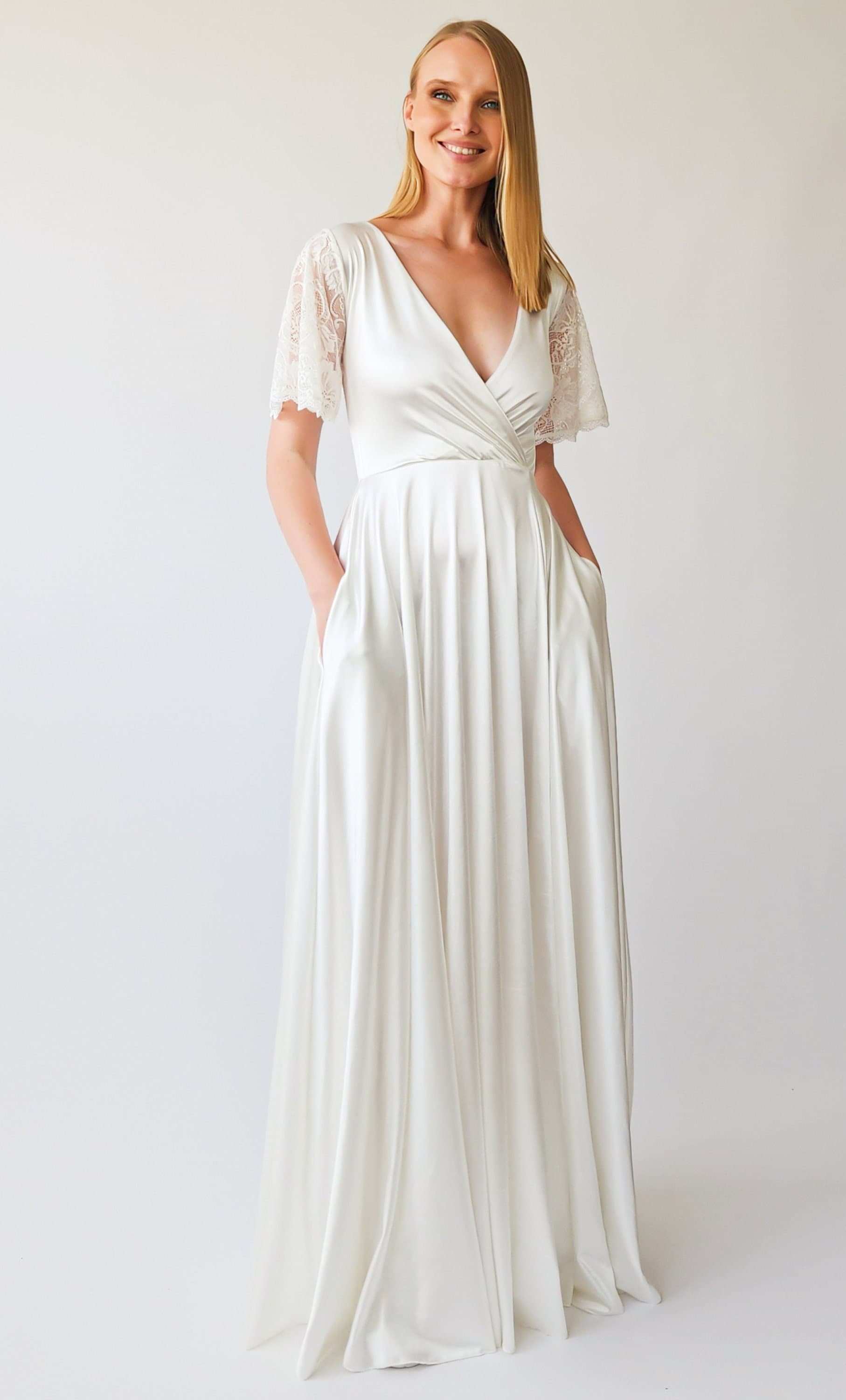Princess Short Sleeve Wedding Dresses for sale | eBay