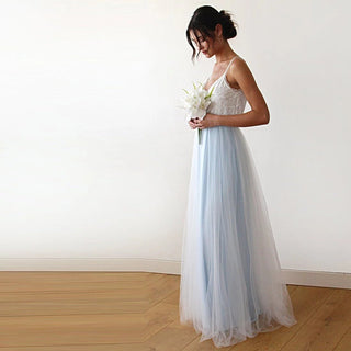 Fairy ivory & light blue tulle dress #1185 Maxi Blushfashion