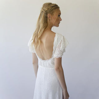 Flutter Sleeves open back wedding dress #1303 Maxi Blushfashion