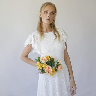 Flutter Sleeves open back wedding dress #1303 Maxi Blushfashion