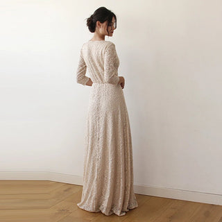 Golden Wrap lace wedding dress #1124 Maxi Blushfashion