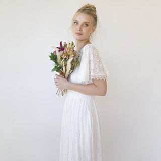 Ivory fairy lace bohemian wedding dress with pockets #1345 Ivory fairy lace bohemian wedding dress with pockets #1345