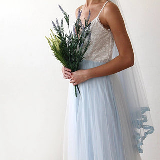 Ivory & light blue tulle dress #1185 Maxi Blushfashion