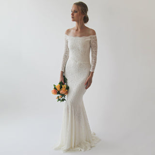 Ivory off Shoulder Mermaid  Wedding Dress #1214 Maxi Blushfashion