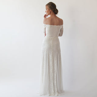 Ivory Off Shoulder Wedding Maxi Dress #1228 Maxi Blushfashion