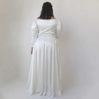 Ivory Sweetheart Wedding Dress with Puffy Sleeves #1341 Maxi Blushfashion