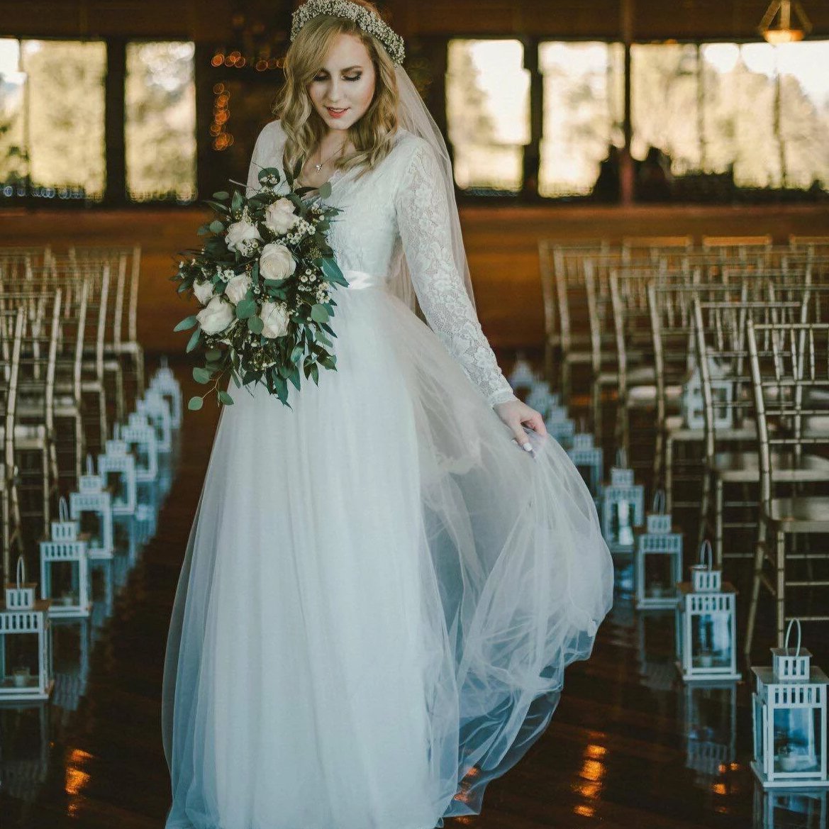 Ivory Tulle & Lace Maxi Dress #1125 Ivory Tulle & Lace Maxi Dress #1125