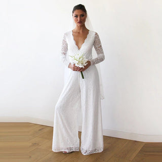 Ivory Wedding Lace Jumpsuit #1169 Maxi Blushfashion