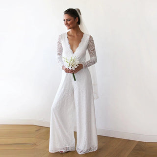Ivory Wedding Lace Jumpsuit #1169 Maxi Blushfashion