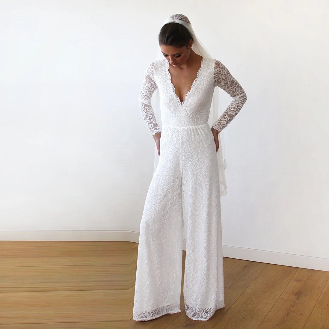 Ivory Wedding Lace Jumpsuit #1169