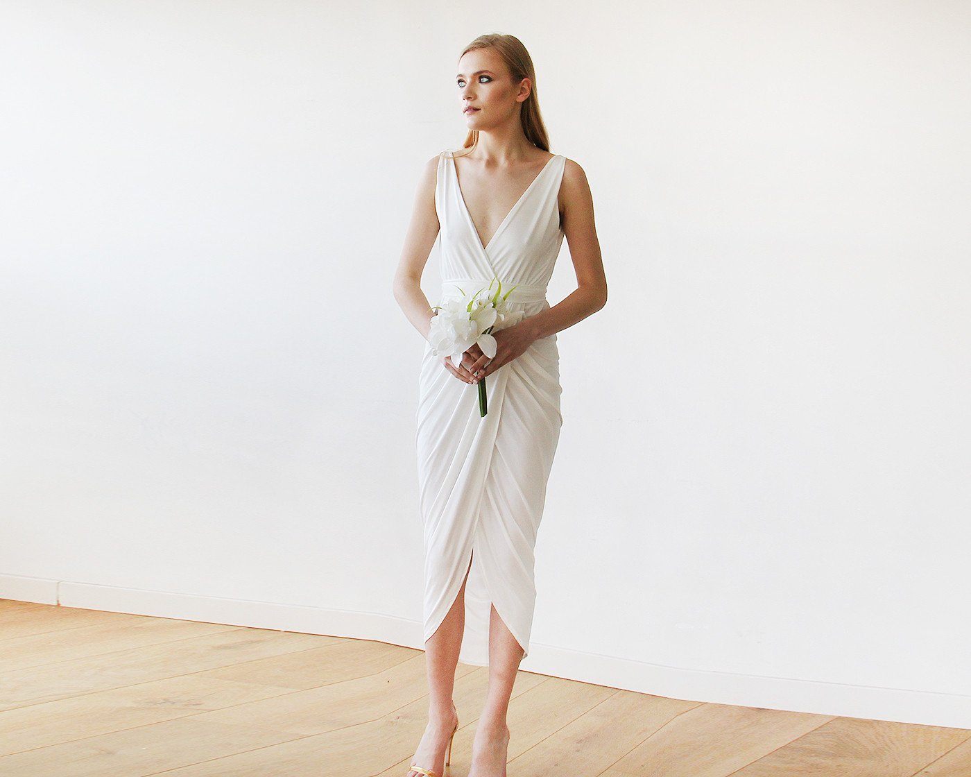 Ivory Wrap Tulip Dress #1154 Ivory Wrap Tulip Dress #1154