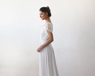 Ivory Wrap Wedding Gown with Train #1163 Maxi Blushfashion