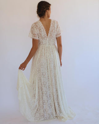 Lace Boho Wedding Dress #1501 Maxi Blushfashion