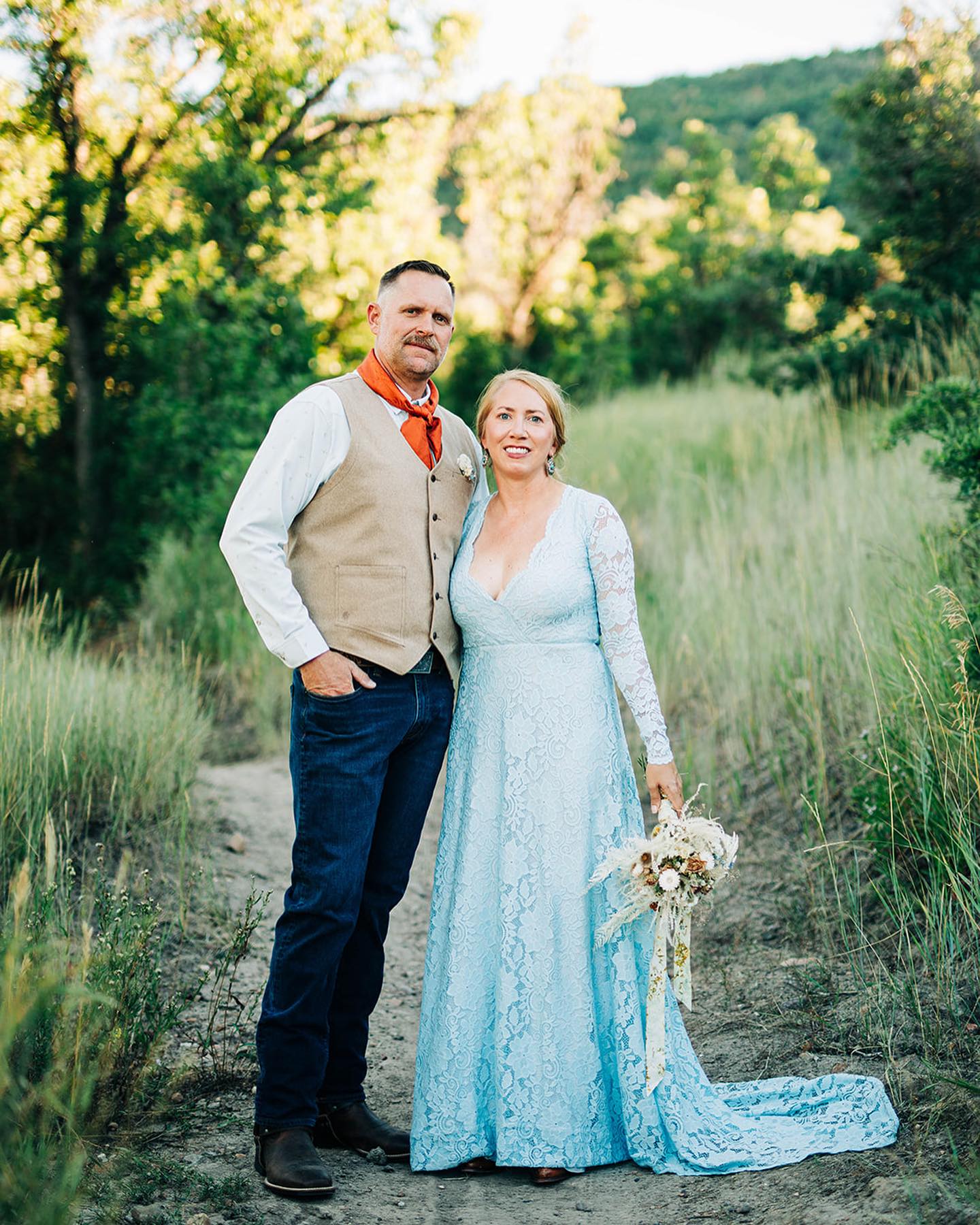 Light Blue Wrap Dress with Train #1151 Light Blue Wrap Dress with Train #1151