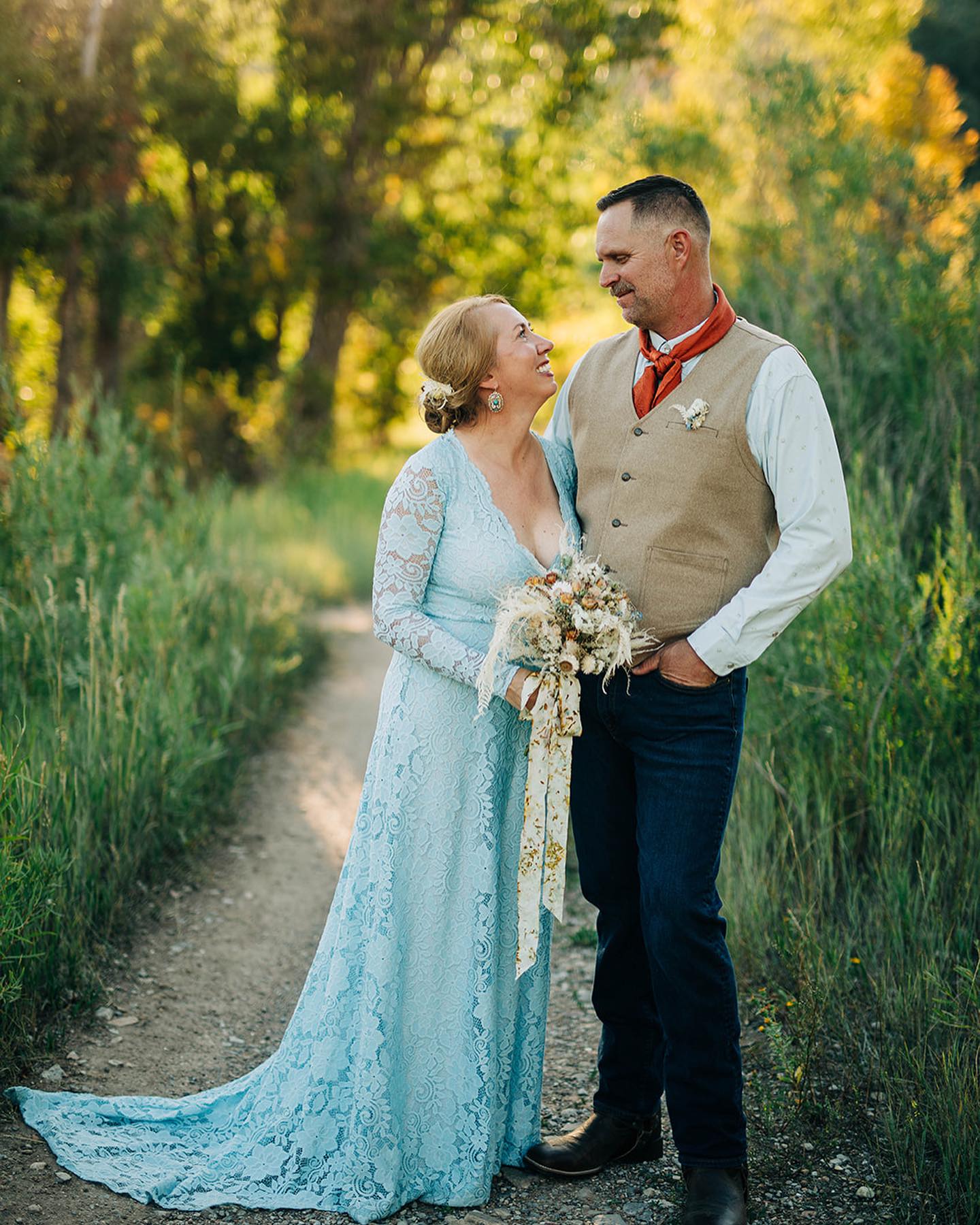 Light Blue Wrap Dress with Train #1151 Light Blue Wrap Dress with Train #1151