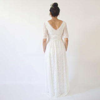 Maternity Butterfly sleeves bohemian lace Ivory wedding dress #7017 Maxi Blushfashion