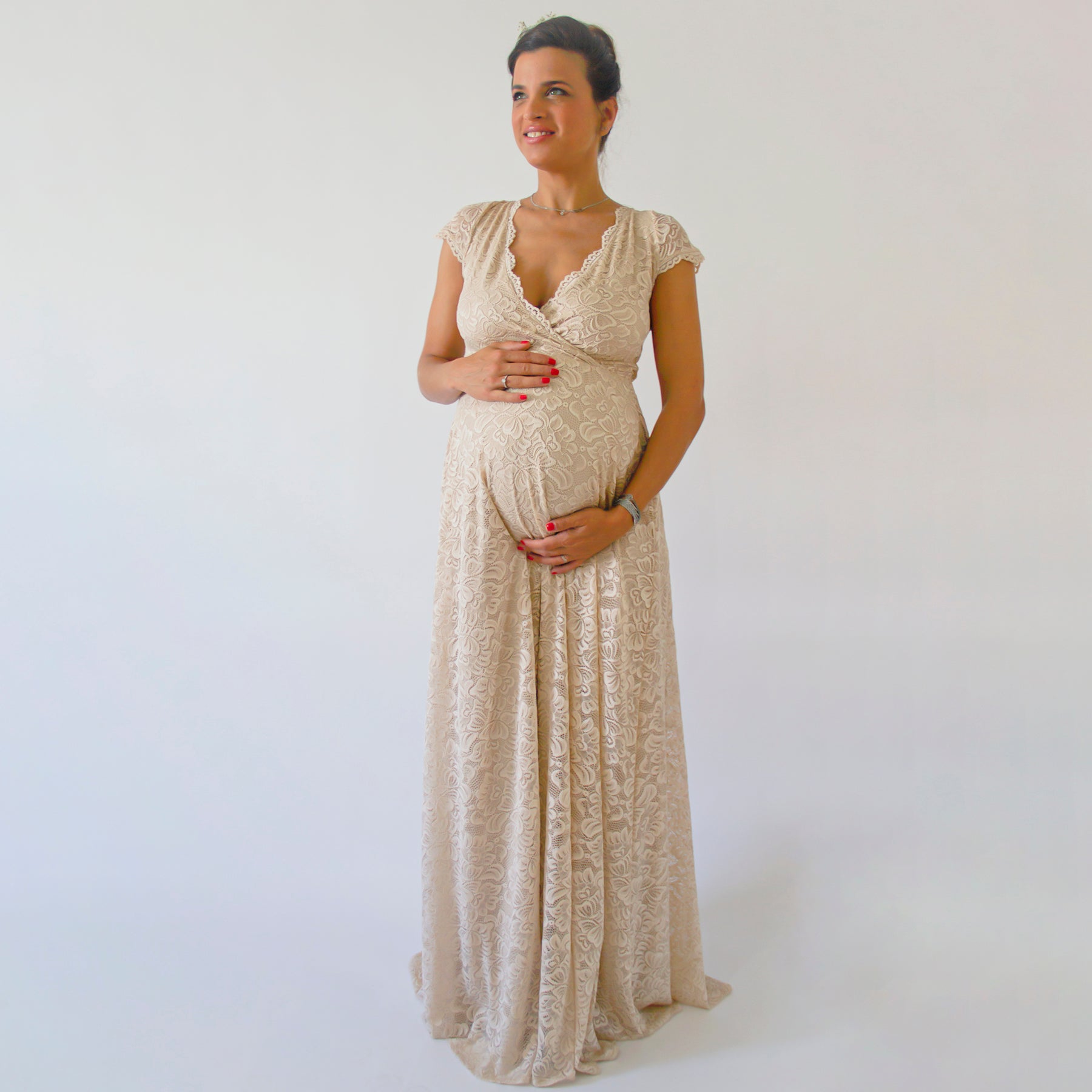 Maternity Cape Sleeves Dress 7009 Maternity Cape Sleeves Dress 7009