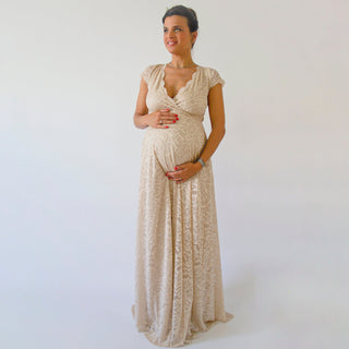 pregnancy formal dresses wedding Maternity Cape Sleeves Dress 7009