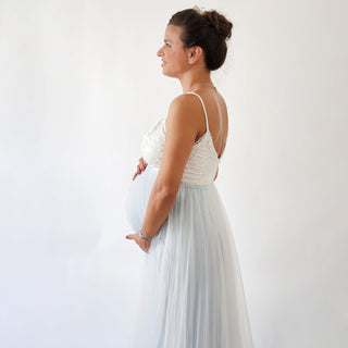 Maternity Fairy ivory & light blue tulle dress, Pastel wedding dress #7008 Maxi Blushfashion