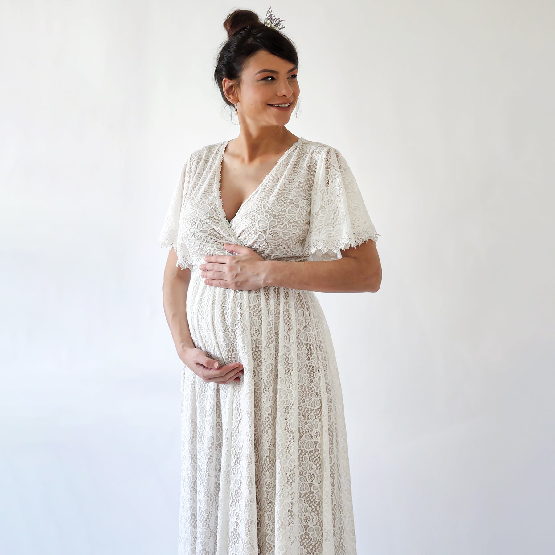 maternity wear dresses wedding Maternity Pearl Dress #7016