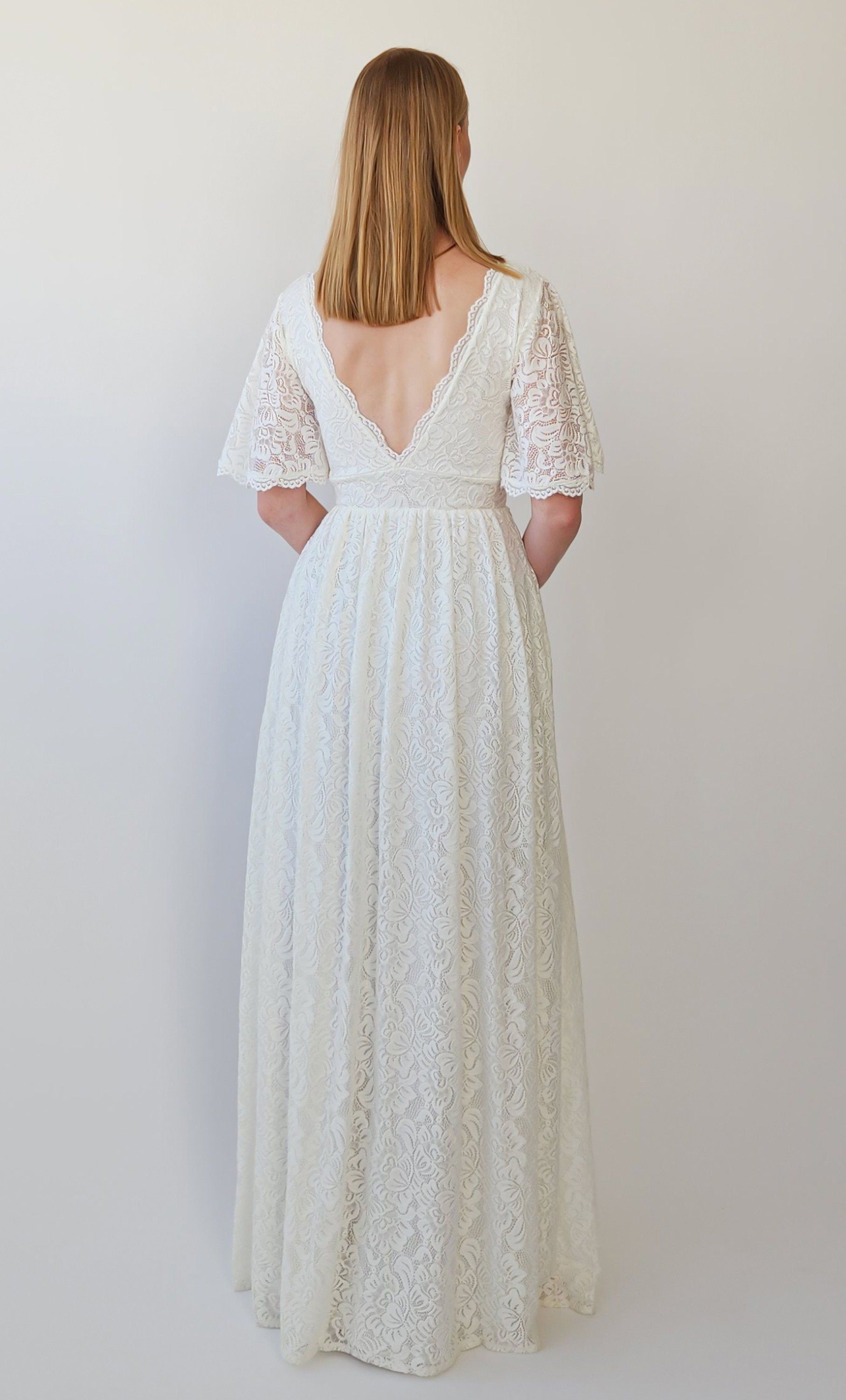 Plus-Size Boho Wedding Dress with Lace