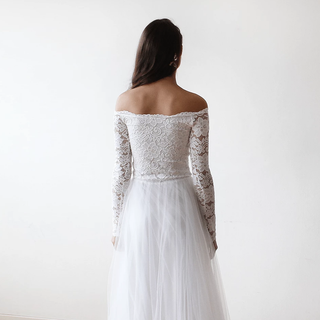 Off-The-Shoulder Ivory Wedding  Dress #1134 Maxi Blushfashion
