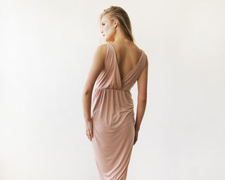 Pink Blush Wrap Tulip Dress with V Neckline #1154 Maxi Blushfashion