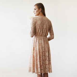 Pink Lace Long Sleeve Short Dress  #1161 Maxi Blushfashion