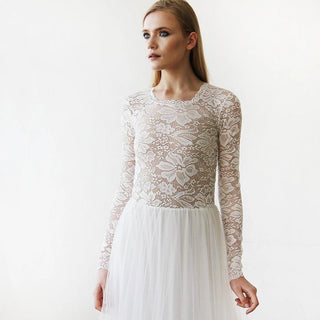 Round Neck-Line  Lace & Tulle Dress #1152 Maxi Blushfashion