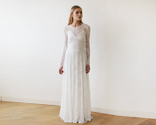 Round Neckline Bridal Lace Dress  #1147 Maxi Blushfashion