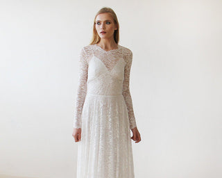 Round Neckline Bridal Lace Dress  #1147 Maxi Blushfashion