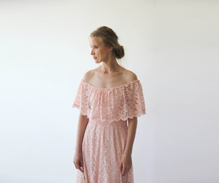 Ruffled Crinkle Off-shoulder Pink Dress #1229 Maxi Blushfashion