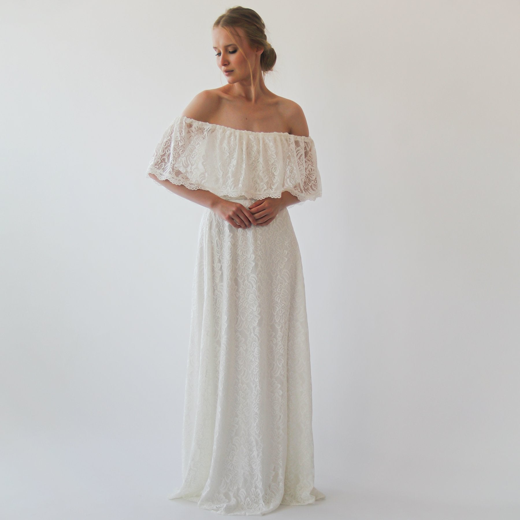 Ruffled Crinkle Off-shoulder Pink Dress #1229 Ruffled Crinkle Off-shoulder Pink Dress #1229