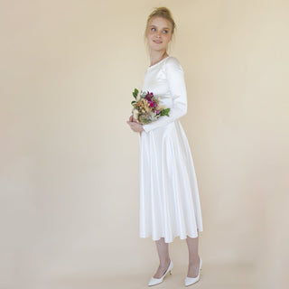 Short wedding dress, Silky Satin Off the shoulder Midi Wedding Dress, #1359 Maxi Blushfashion