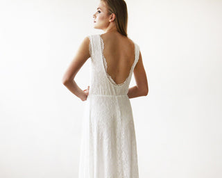Sleeveless Ivory  Bridal Dress With Open Back #1141 Maxi Blushfashion