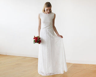 Sleeveless Ivory  Bridal Dress With Open Back #1141 Maxi Blushfashion