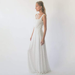 Square Neckline Rustic  Wedding Dress  #1277 Maxi Blushfashion