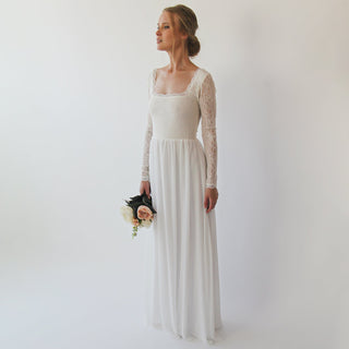 Square neckline wedding dress  #1231 Maxi Blushfashion
