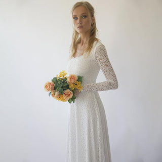 Square Neckline  Wedding Dress  #1282 Maxi Blushfashion