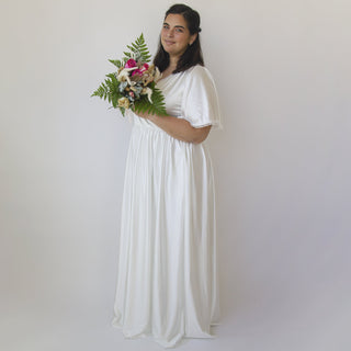 Wrap dress Butterfly Sleeves Ivory wedding dress with pockets #1344 Maxi Blushfashion